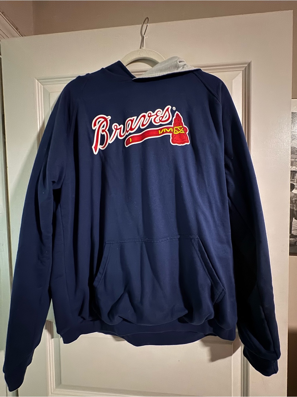 Atlanta Braves Navy Pullover Hoodie Reversible Baseballism